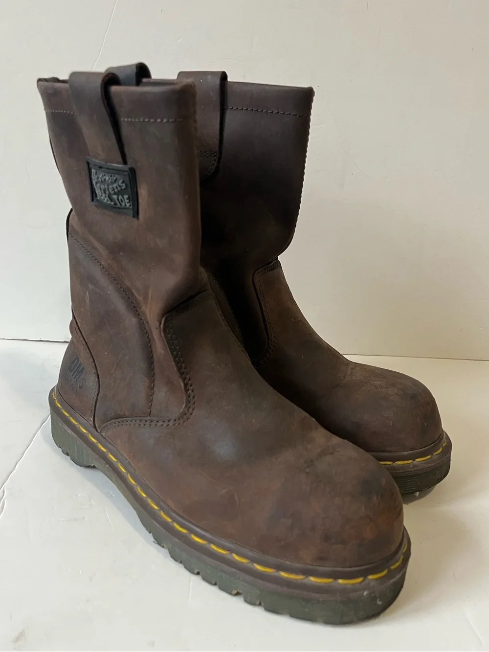 Dr. Martens dark brown leather Steel Toe Work Boots size men 6 /women 7